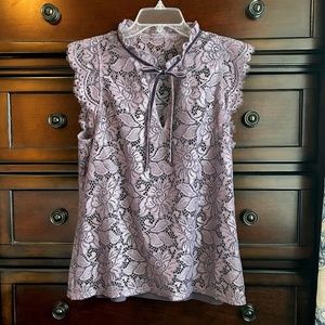 White House Black Market Lavender Lace Blouse - size L